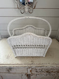 White Painted Whicker Magazine Rack