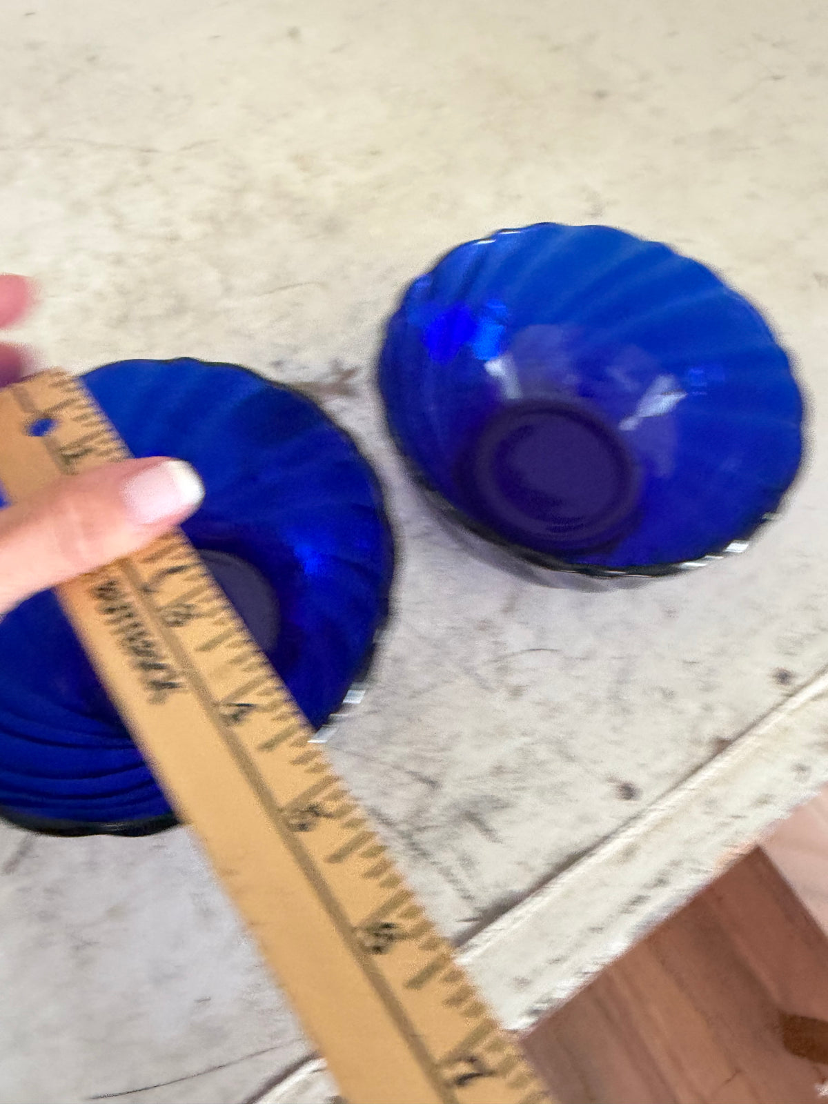 Cobalt blue glass swirl bowl sold individually