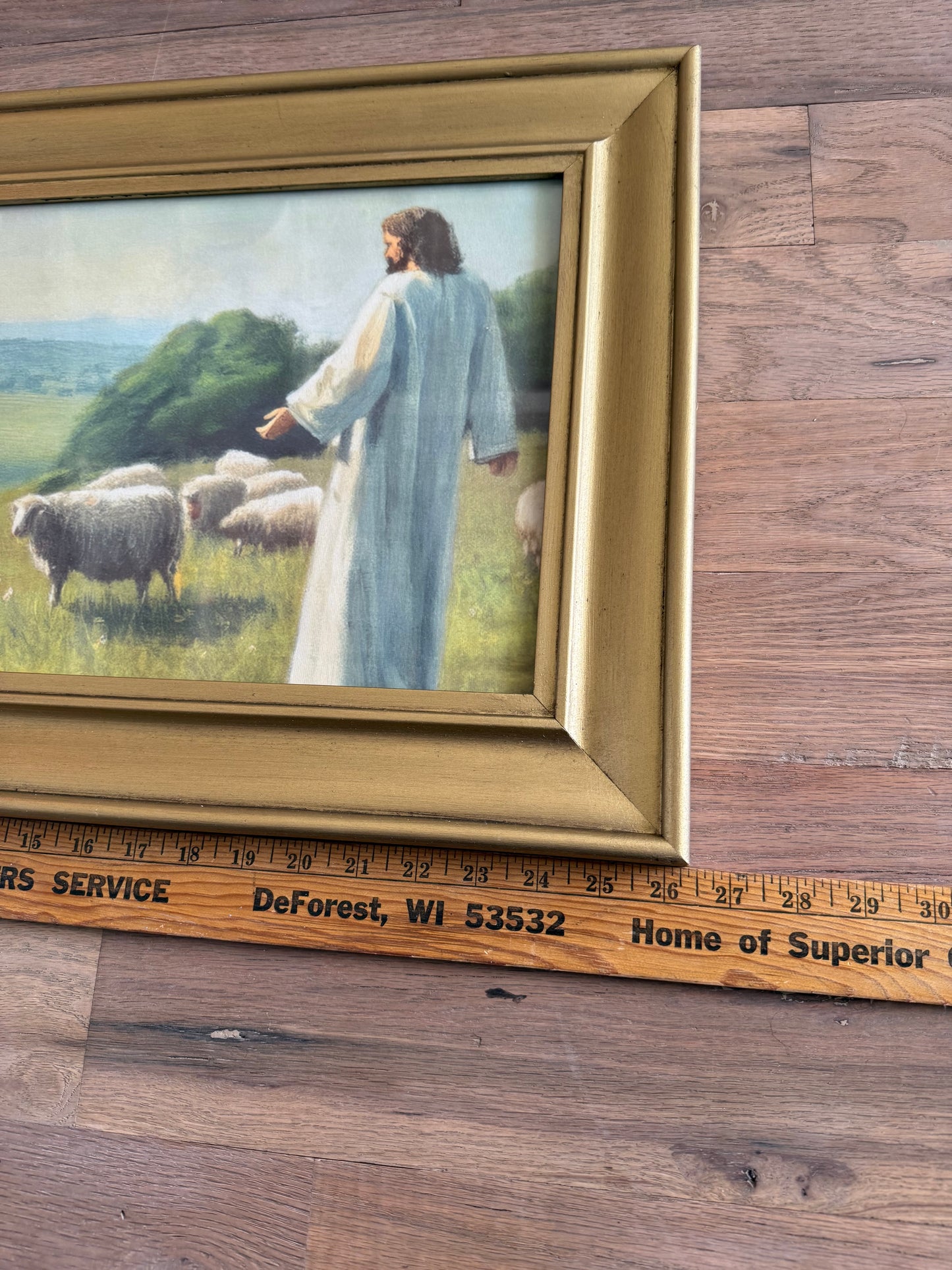 Gold Framed Jesus & Sheep Print