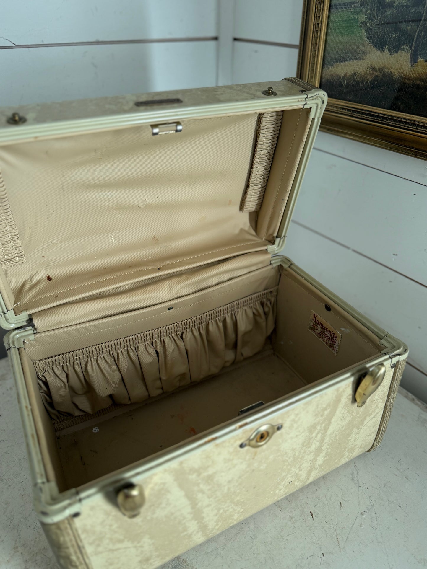 Vintage SAMSONITE Train Case Luggage Suitcase Cosmetic Tan