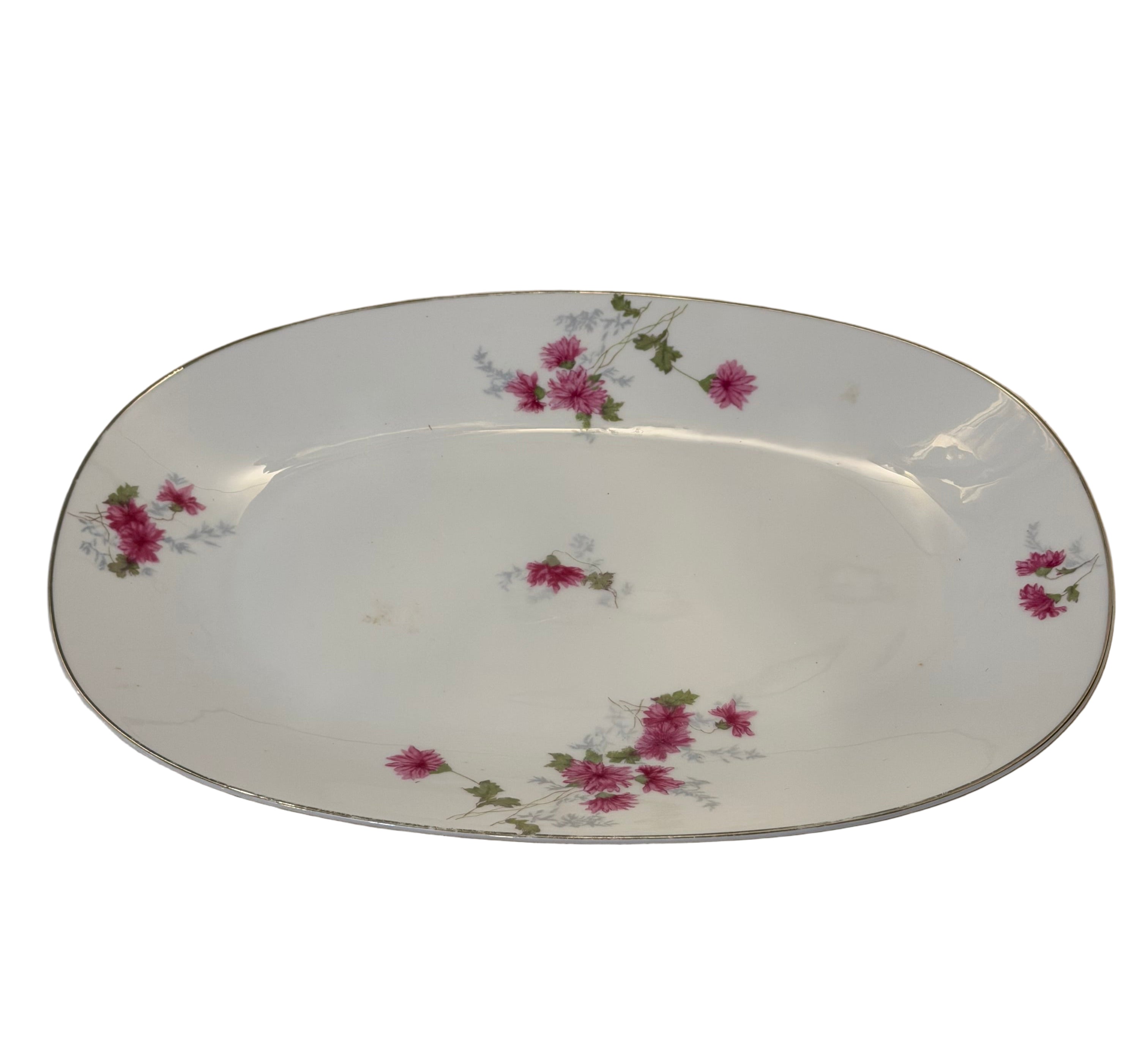 German platter with pink flowers - Silesia, Germany SK China