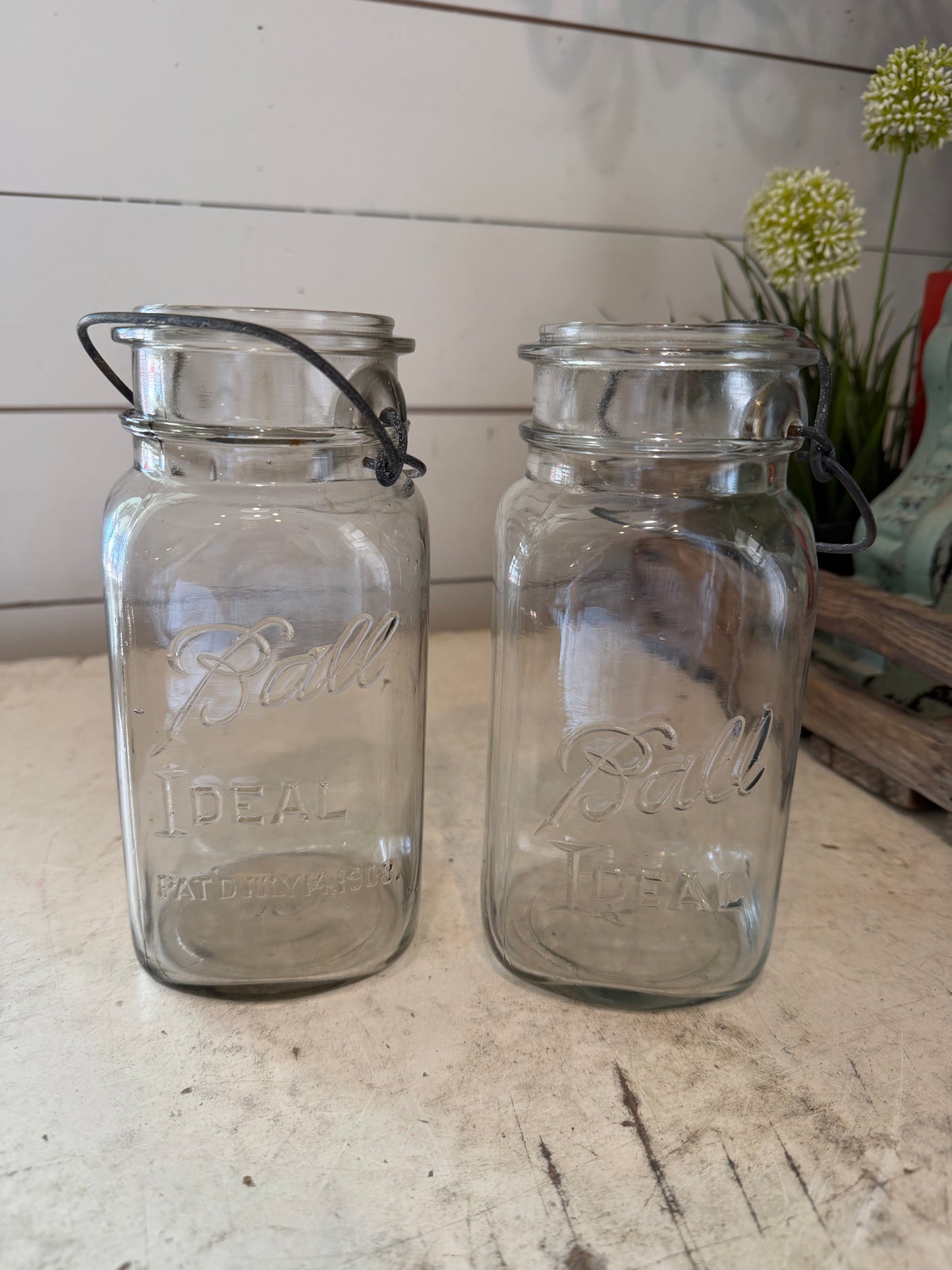 Antique Clear Glass Ball Mason Jar - Sold Individually