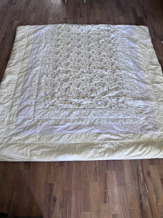 Purple and yellow Flower Quilt-Full