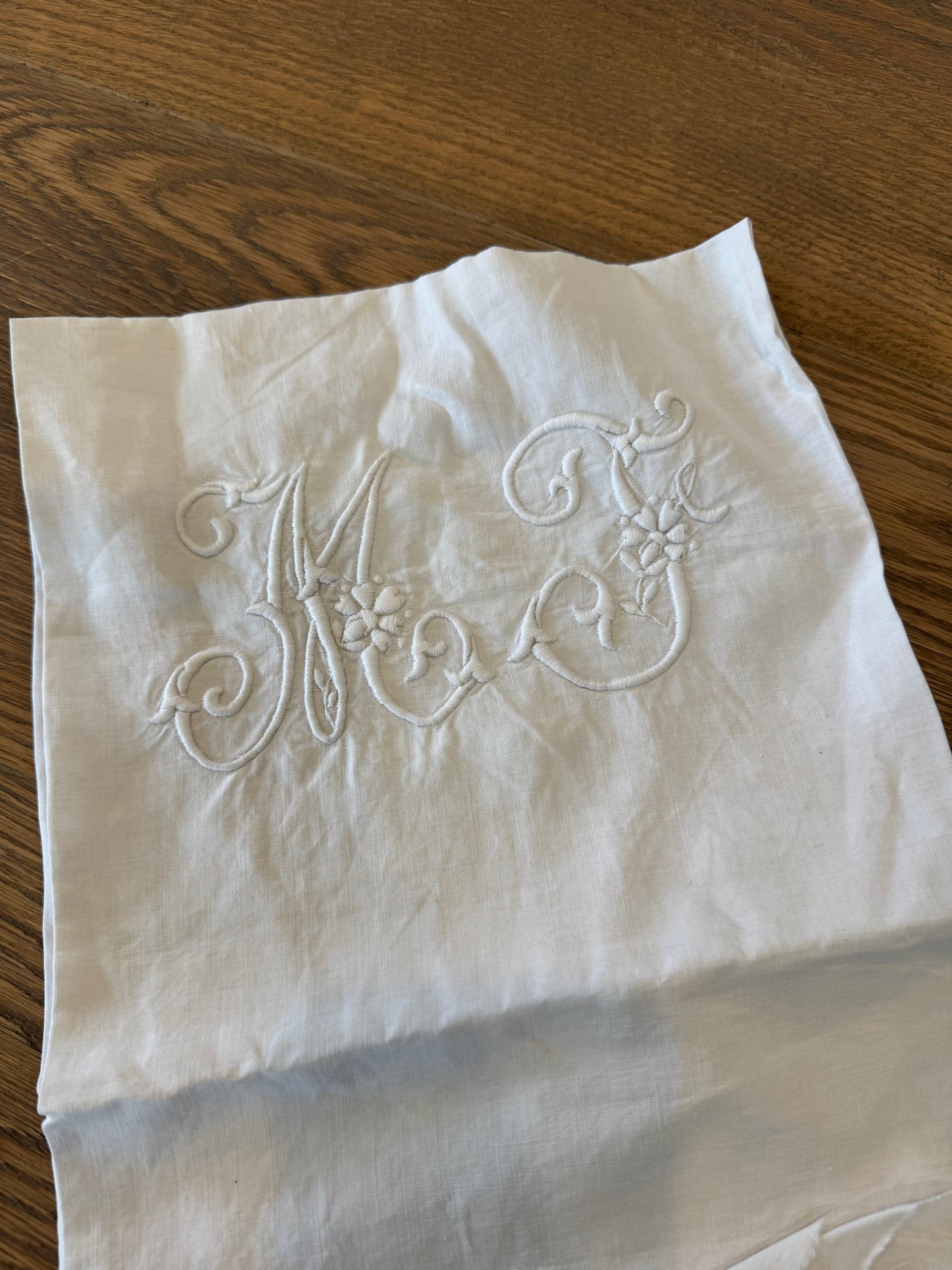 Antique English Linen Monogram Square