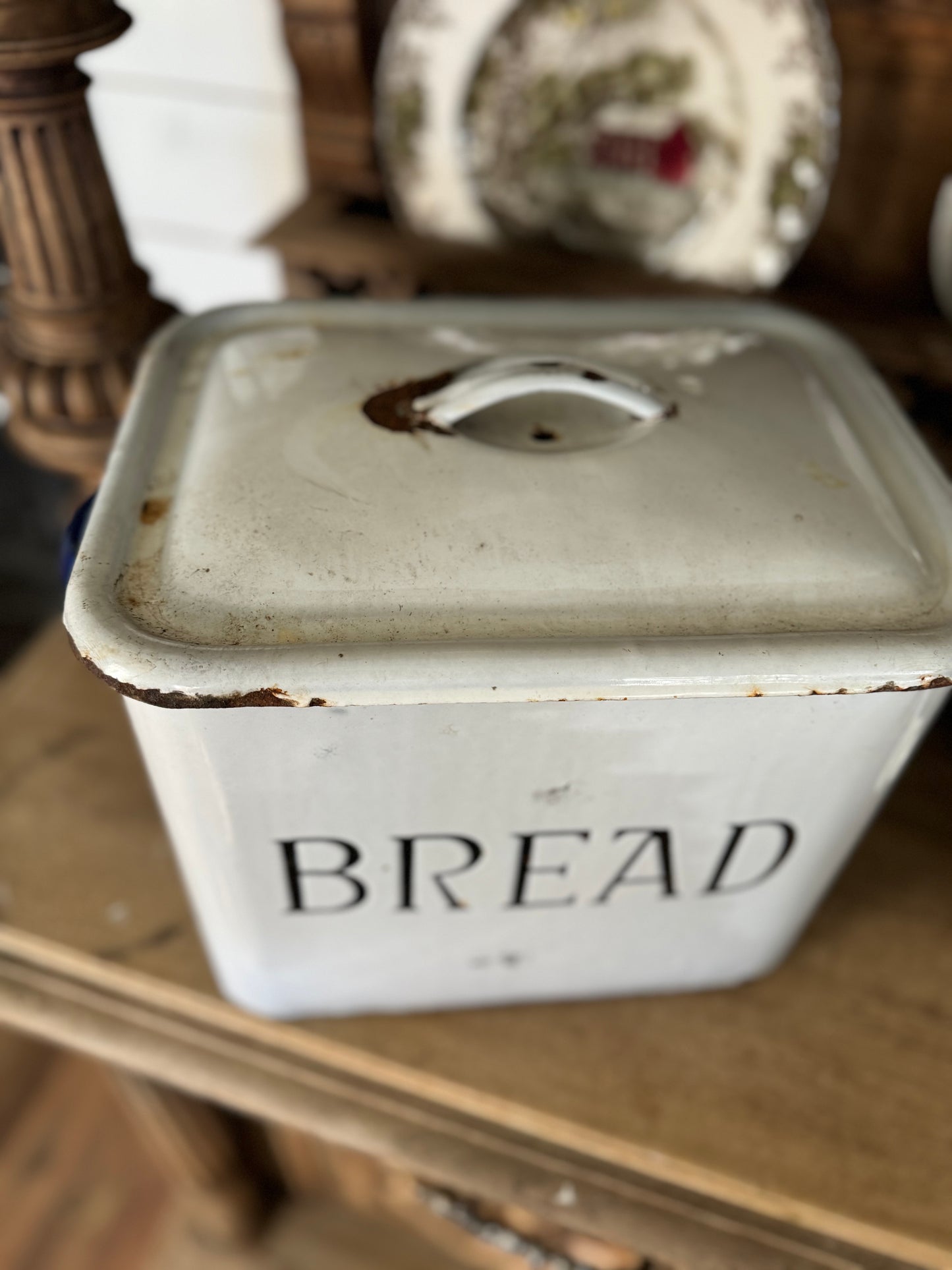 Antique Enamel Bread Box