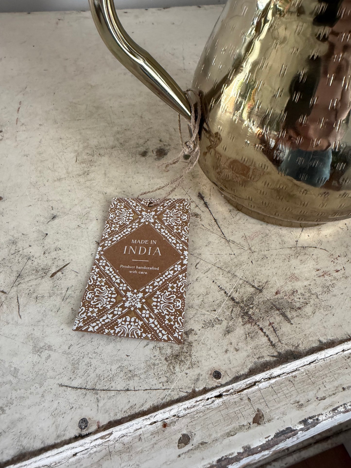 Hammered Metal Water Pitcher Gold Tone