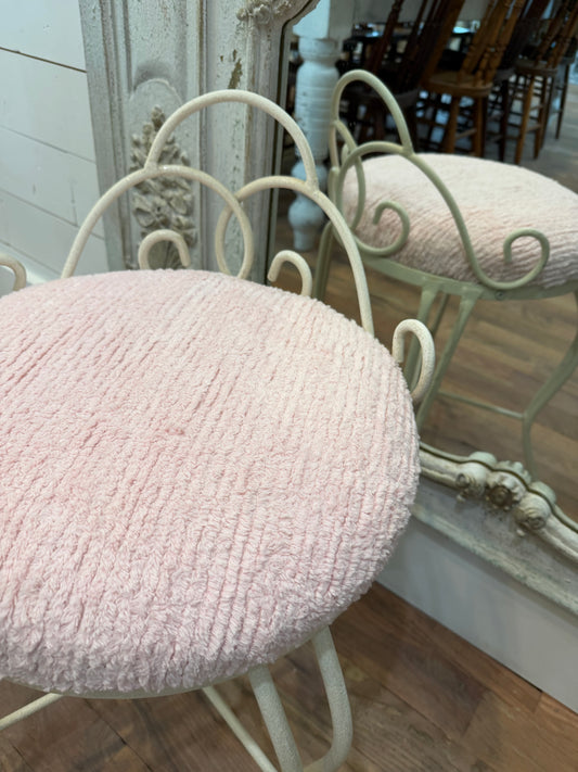 Vintage Vanity Chair with new chenielle upholstery