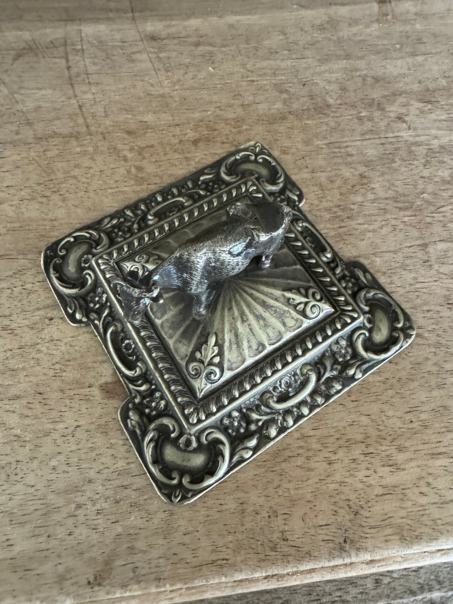 Tarnished Silver Cow Lid