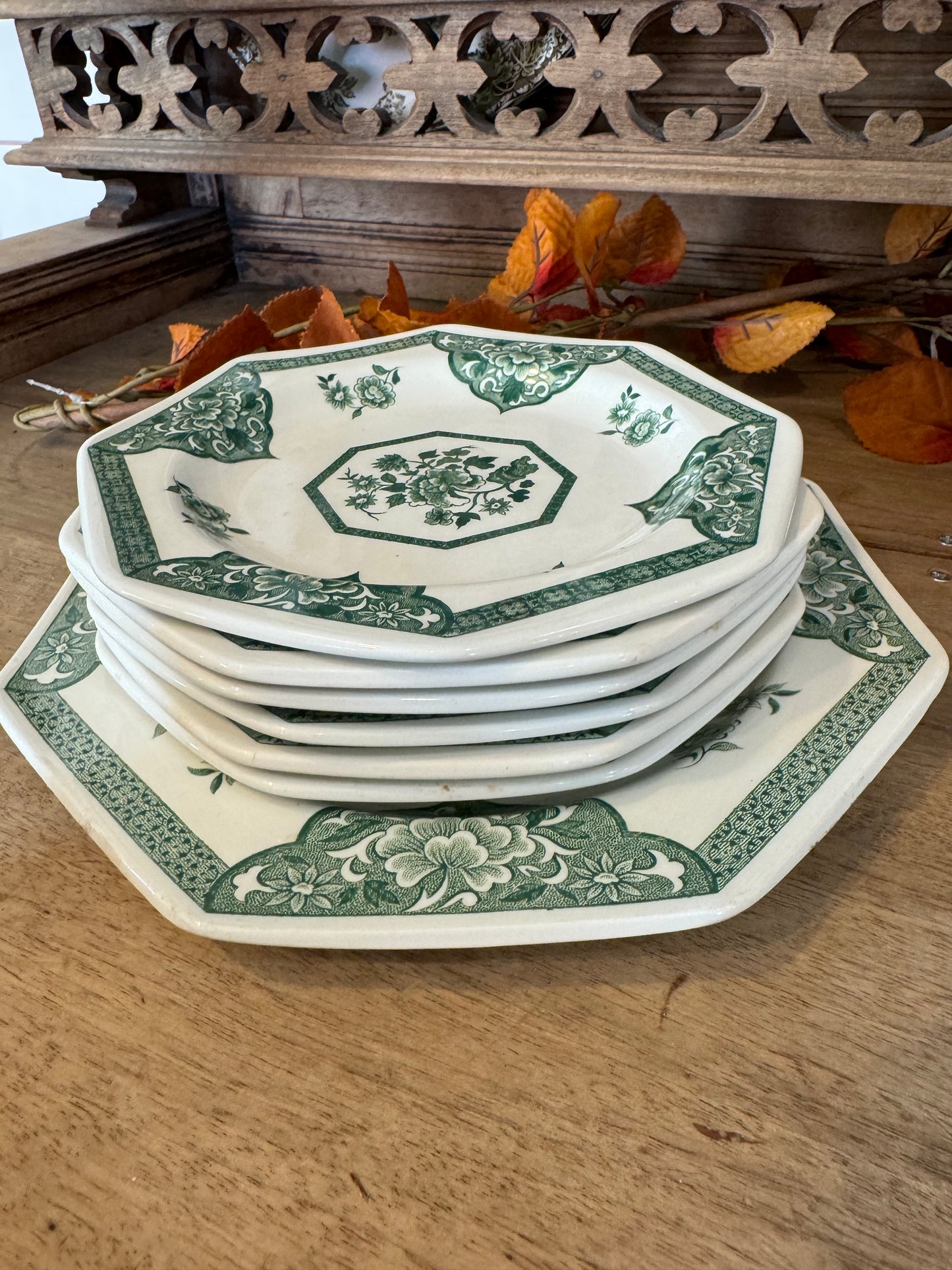 Royal Staffordshire Ironstone Green Transferware Plates - sold individually