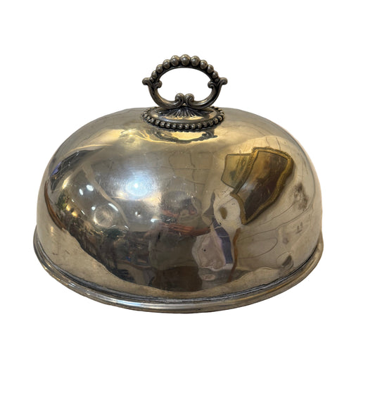 Large Antique silver-plated meat dome Mid 1800’s - Dents as is
