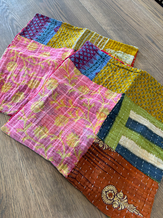 18x18 Kantha Hand Sewn Pillow Case - Sold individually