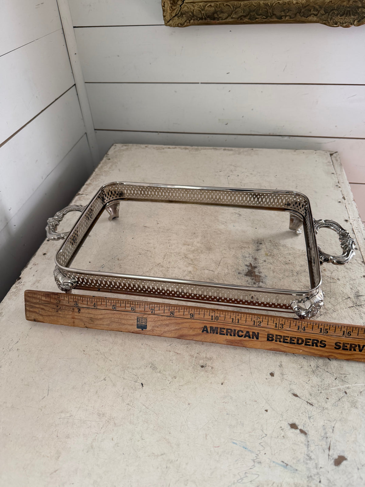 Vintage silver plate casserole dish holder - rectangle