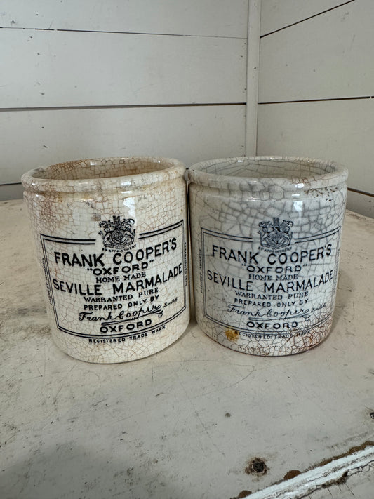 Antique Frank Cooper Marmalade jam jar, crock, ironstone - sold individually