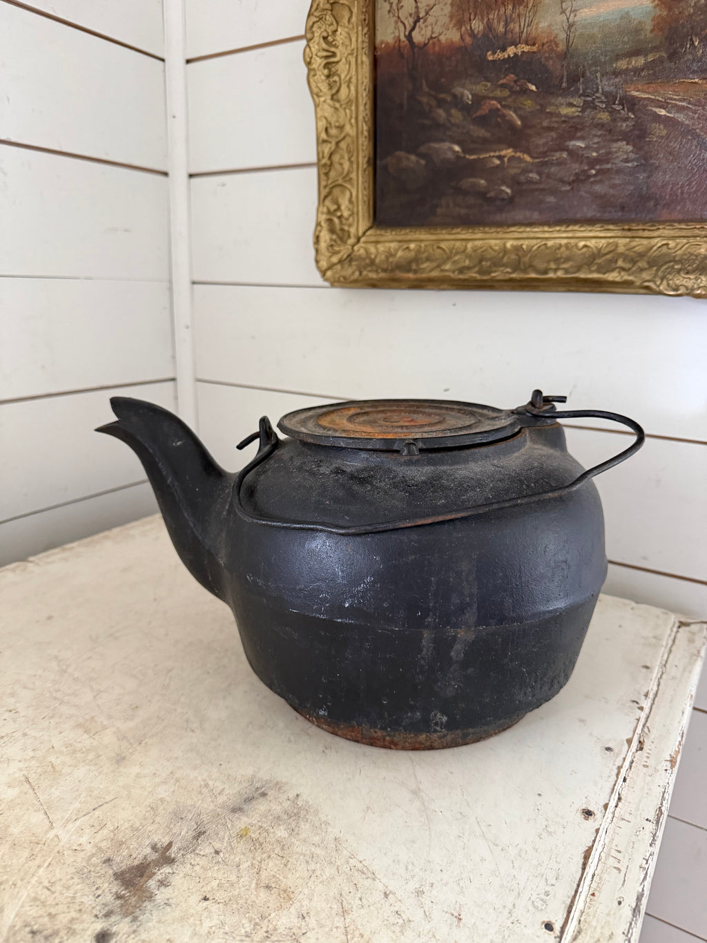 Early Cast Iron Tea Kettle