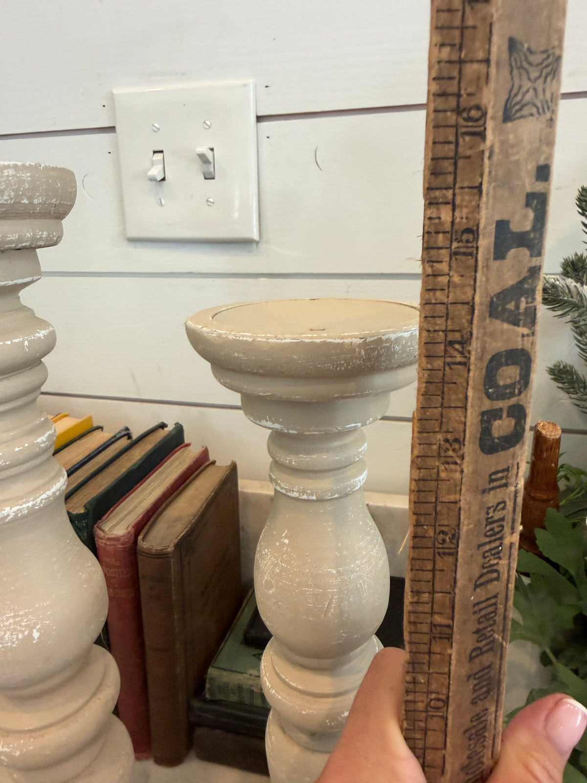 Candlestick set hand-painted in crockery as is