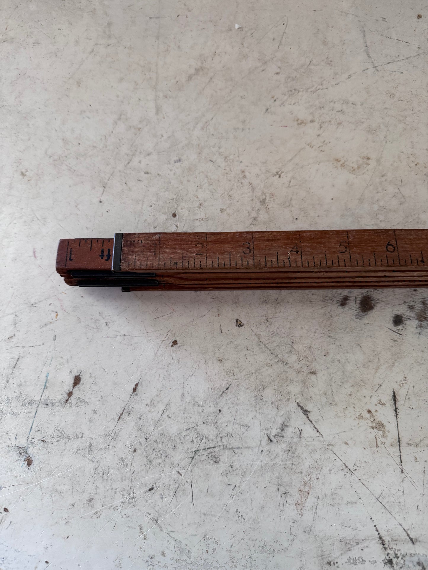 Antique Wood Articulated Folding Ruler - 6’