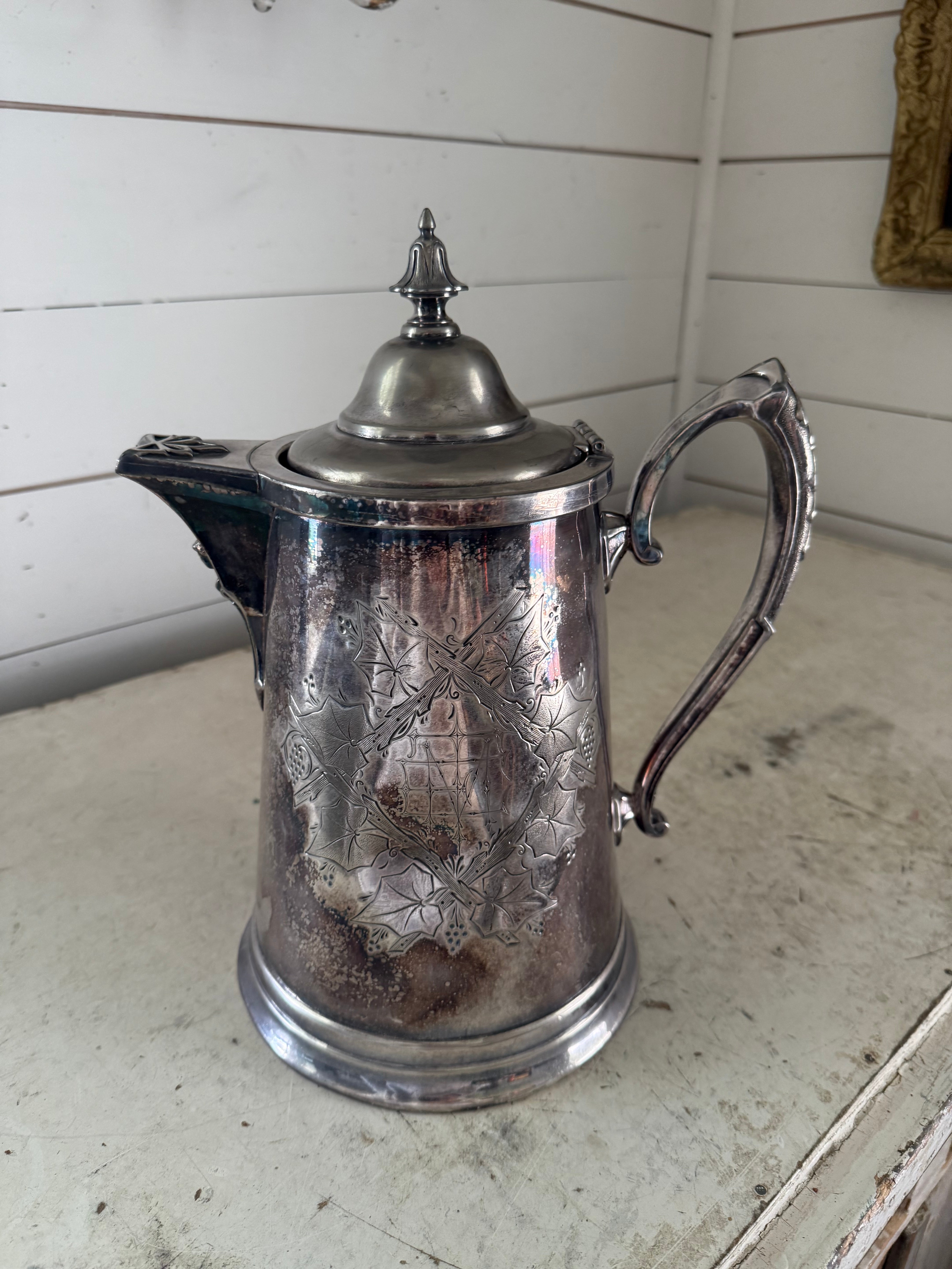 Large antique JAs Stimpson mid 1800's Quadruple Plate Silver lined