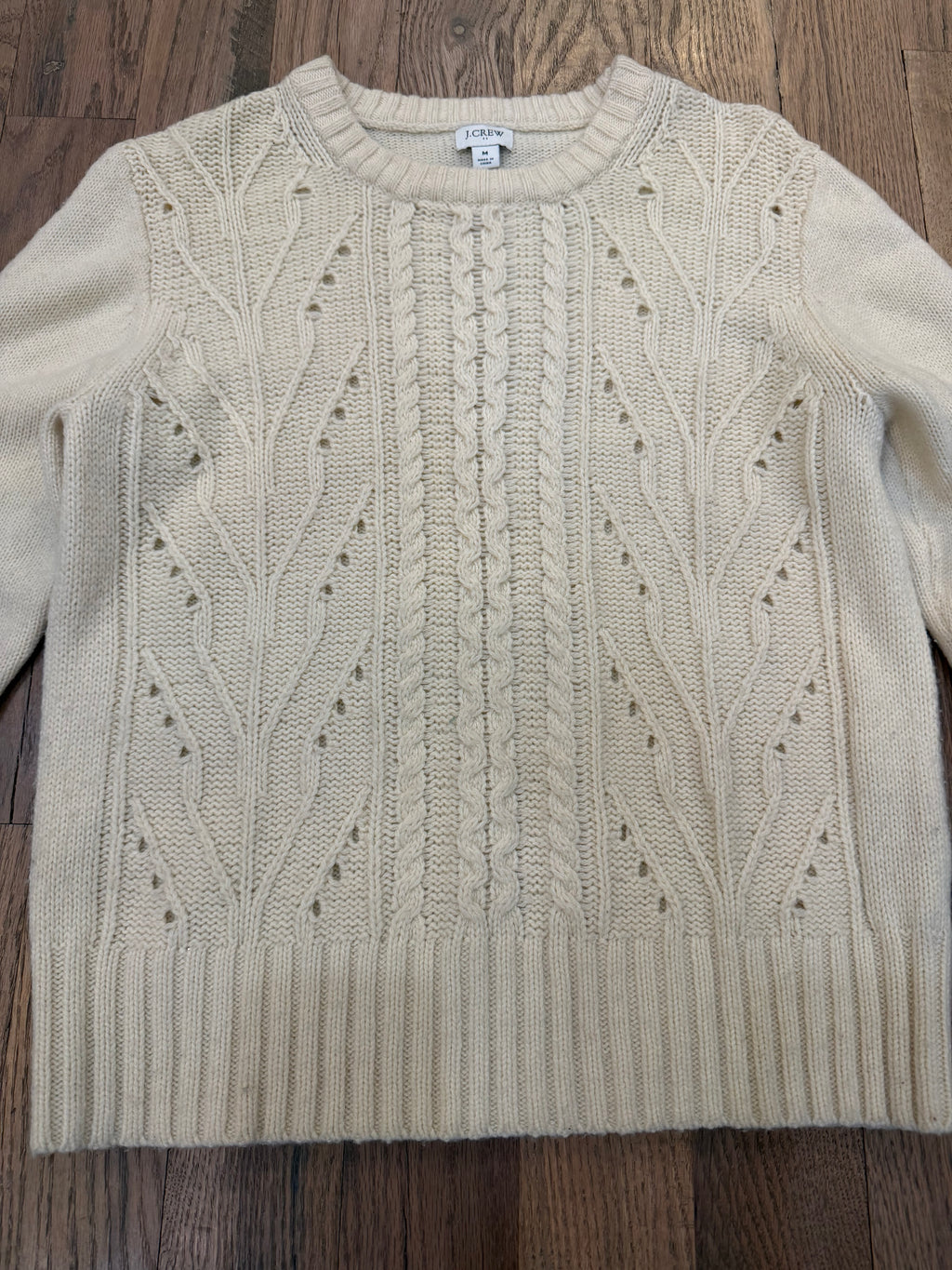J. Crew Cream Cable Knot Pullover - Women’s Medium