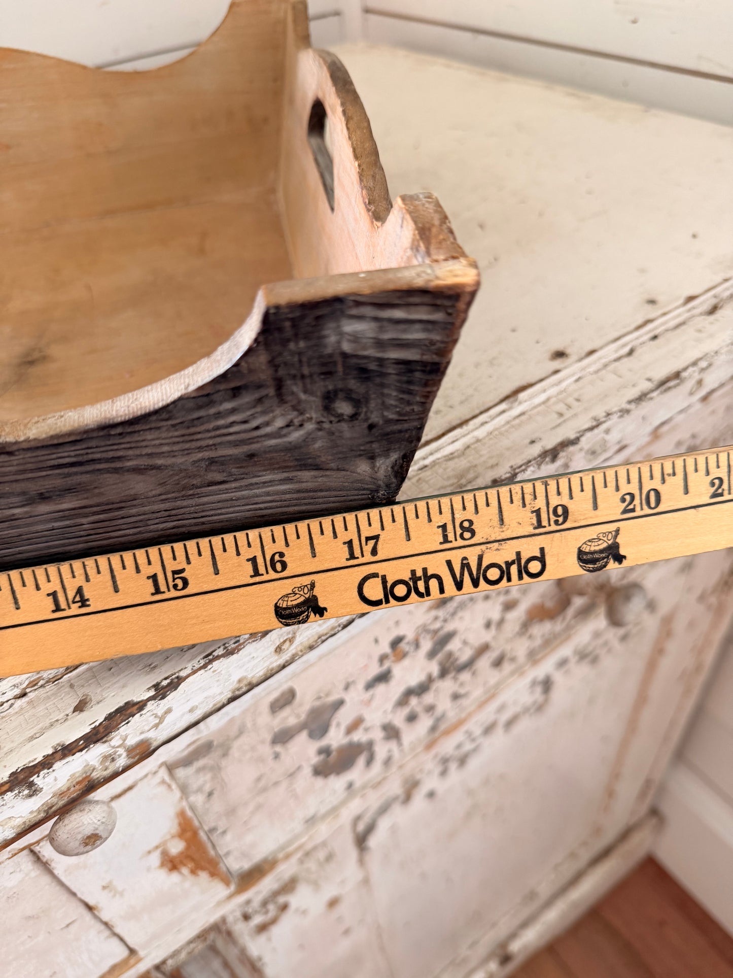 Distressed Wood handled tray with Curvy edges will get makeover