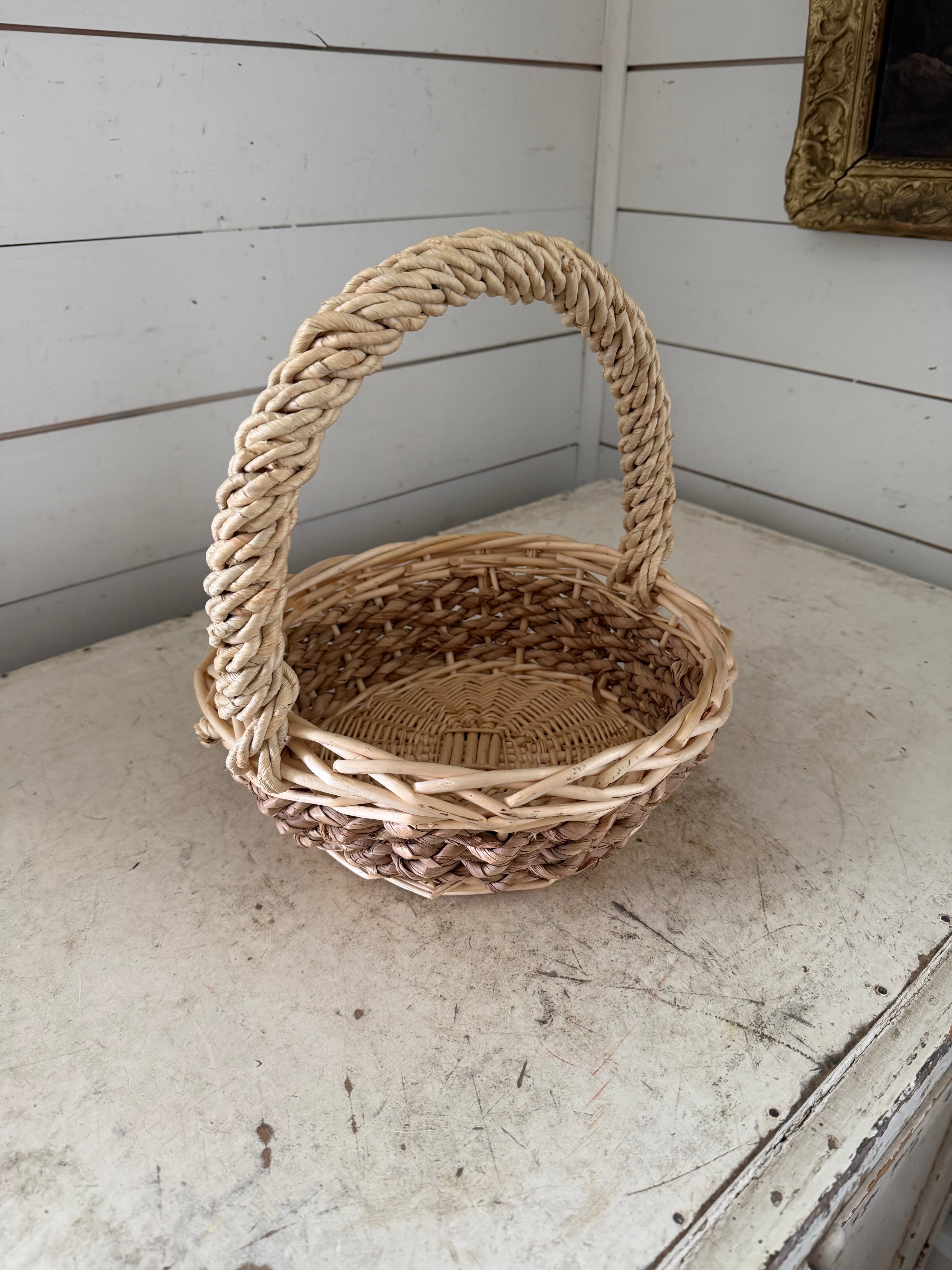 Two tone Woven Decorative Wicker Basket