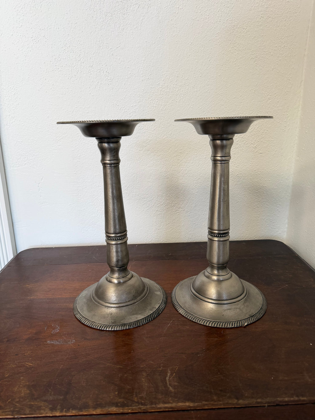 Large Metal Candlestick Pair