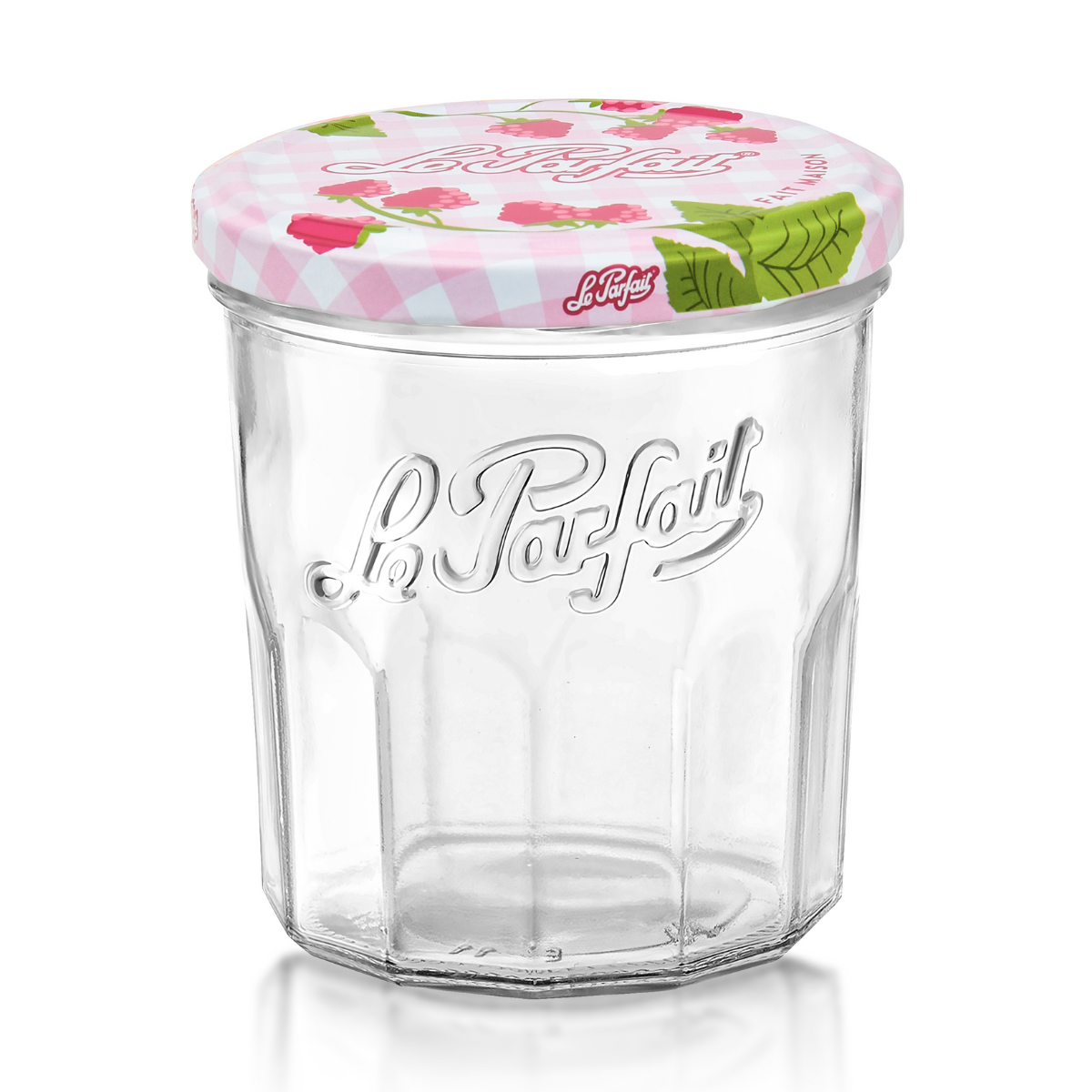 324ml French Jam Jar Faceted Jelly Glass W Metal Twist Lid