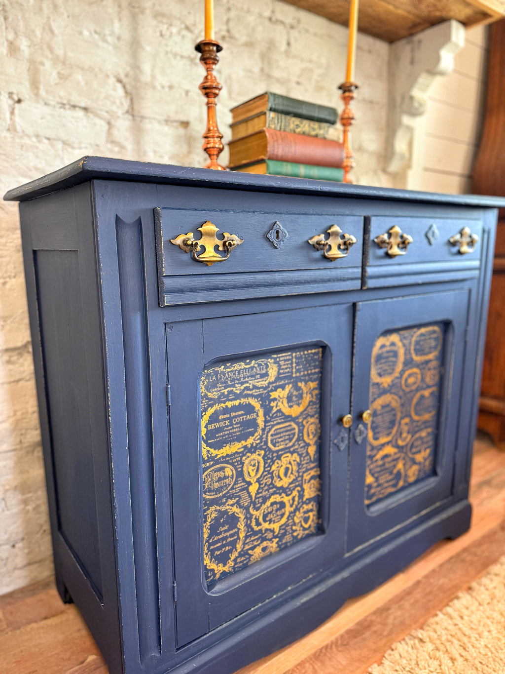 Antique Navy & Gold Buffet
