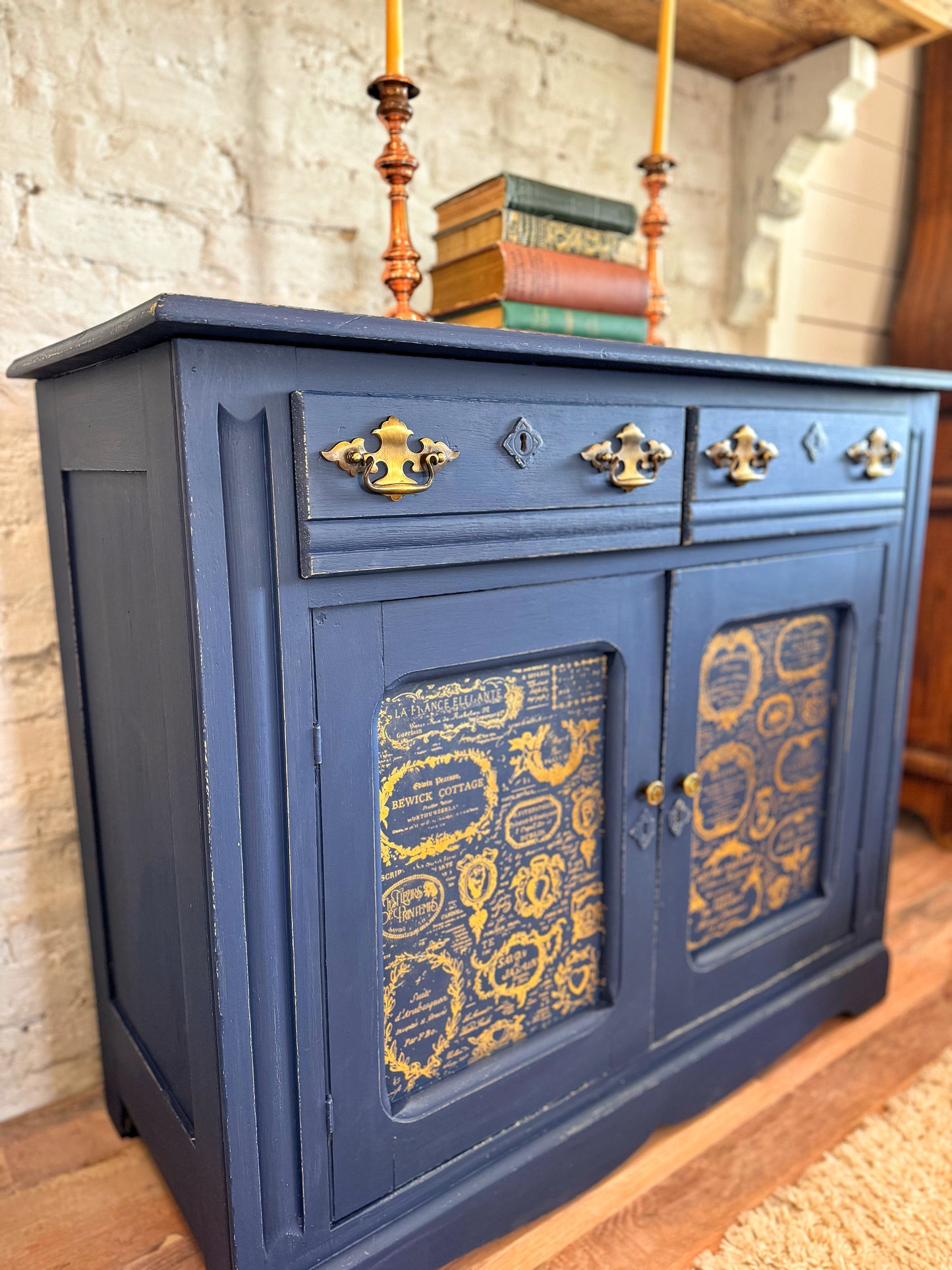 Antique Navy & Gold Buffet