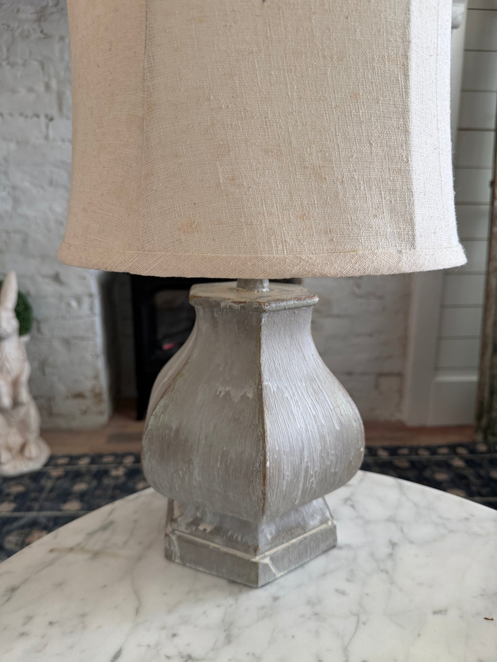 Hand-painted lamp with shade