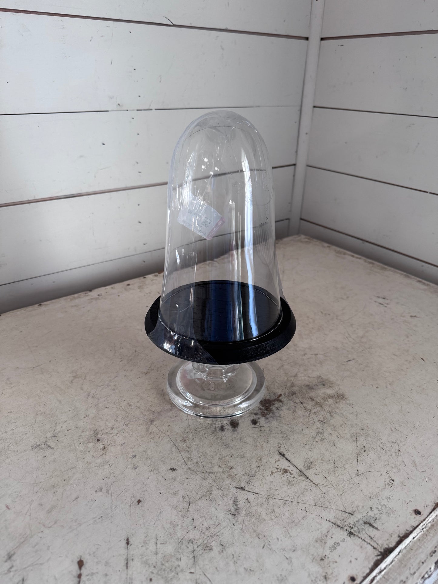 Glass and metal Pedestal with cloche