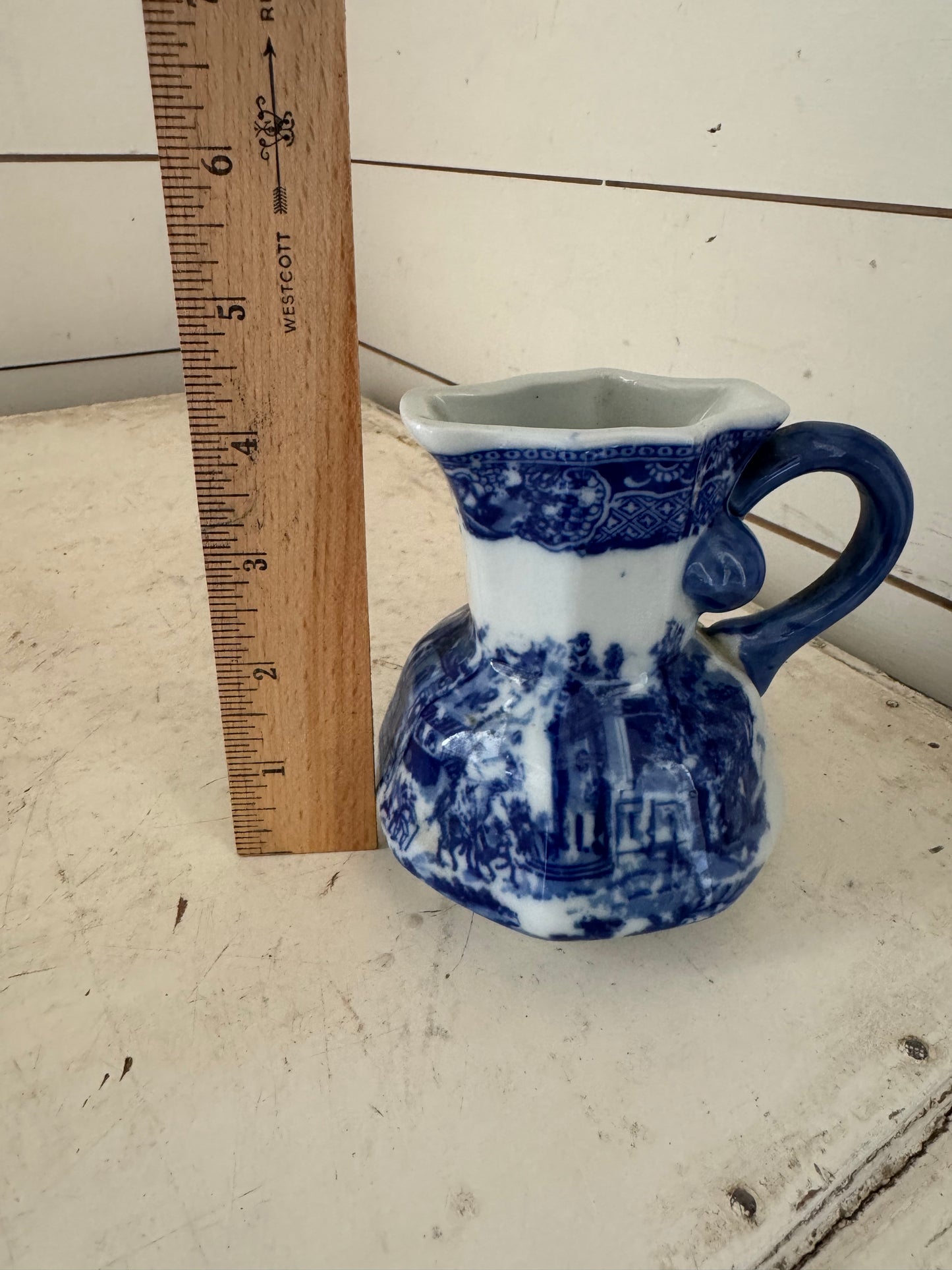 Vintage blue and white Victoria ironstone English Pitcher / Creamer