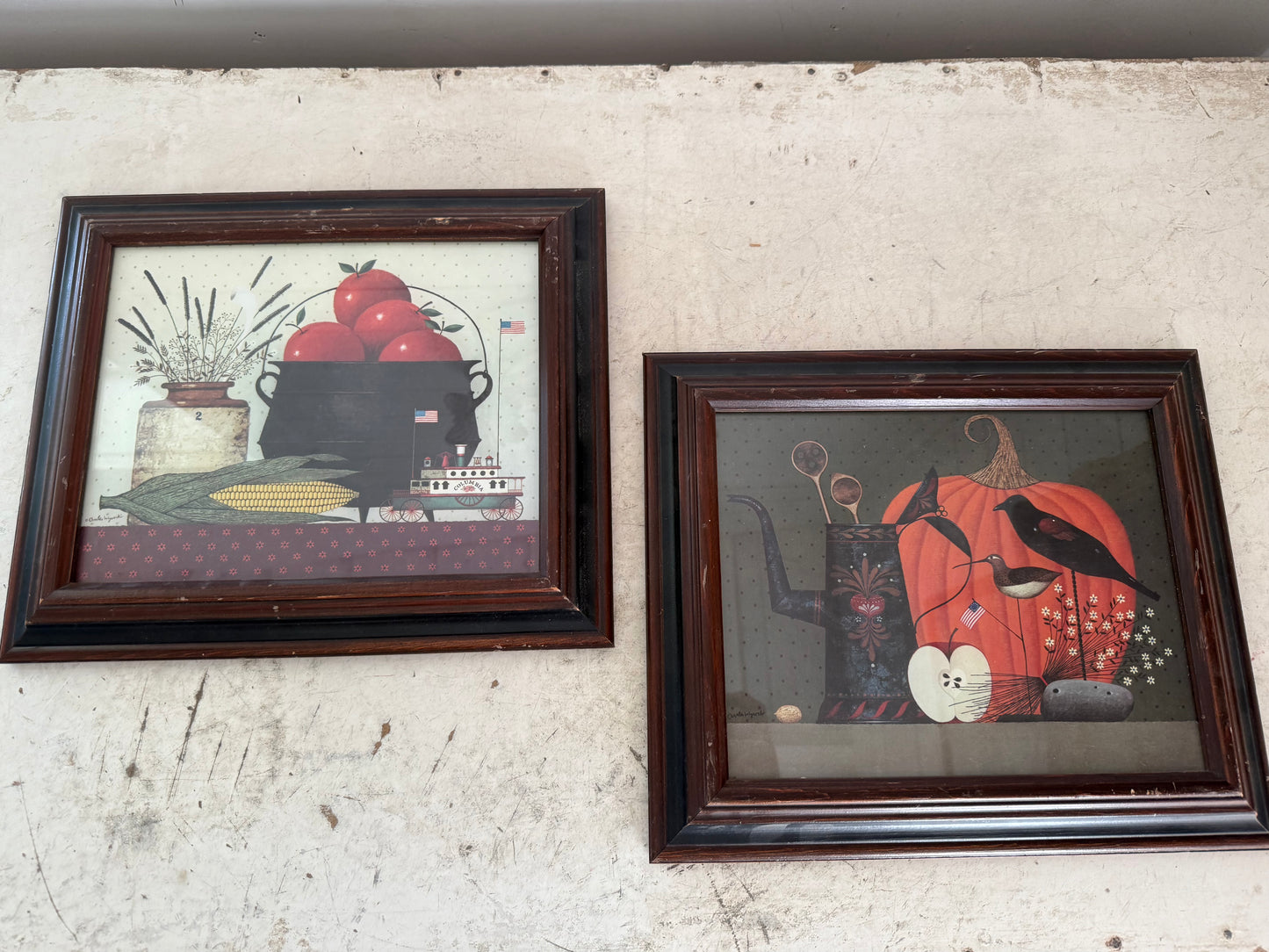 Vintage Frame with primitive art sold individually