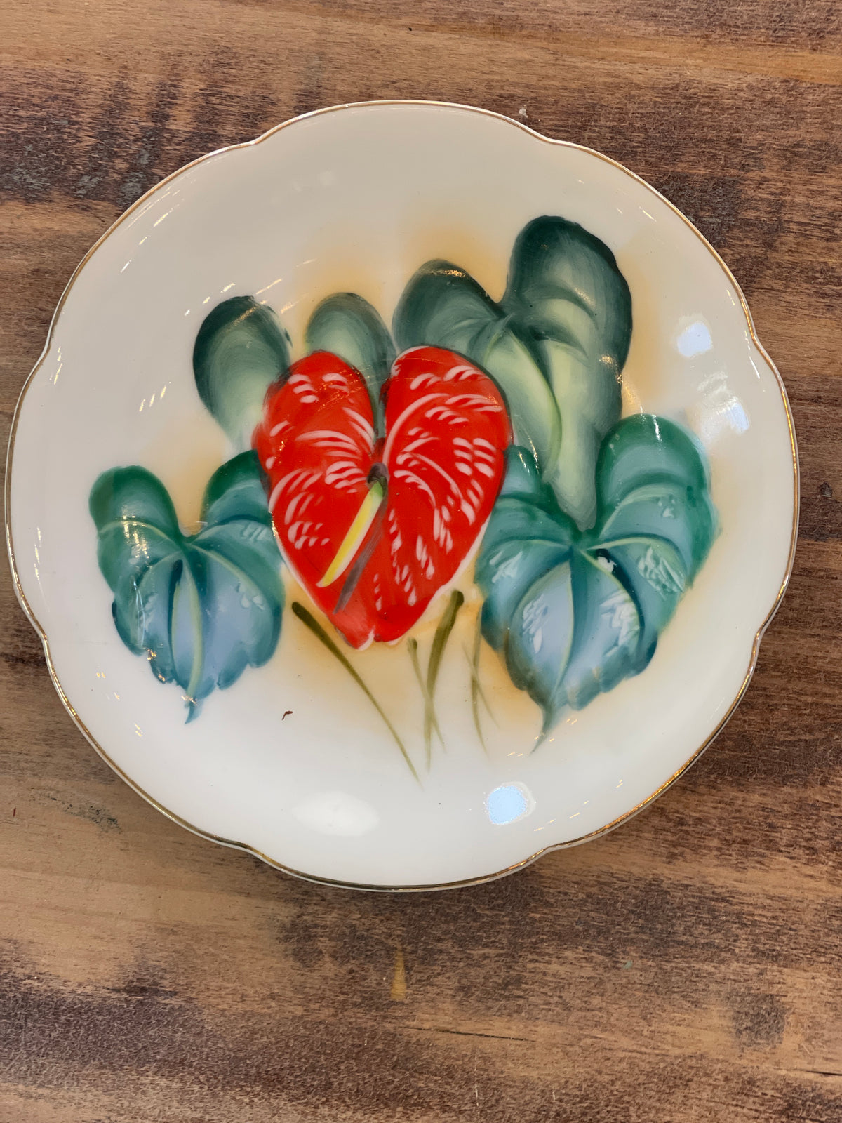 Vintage Anthurium Hawaii Cup And Saucer - sold individually picked at random hand painted