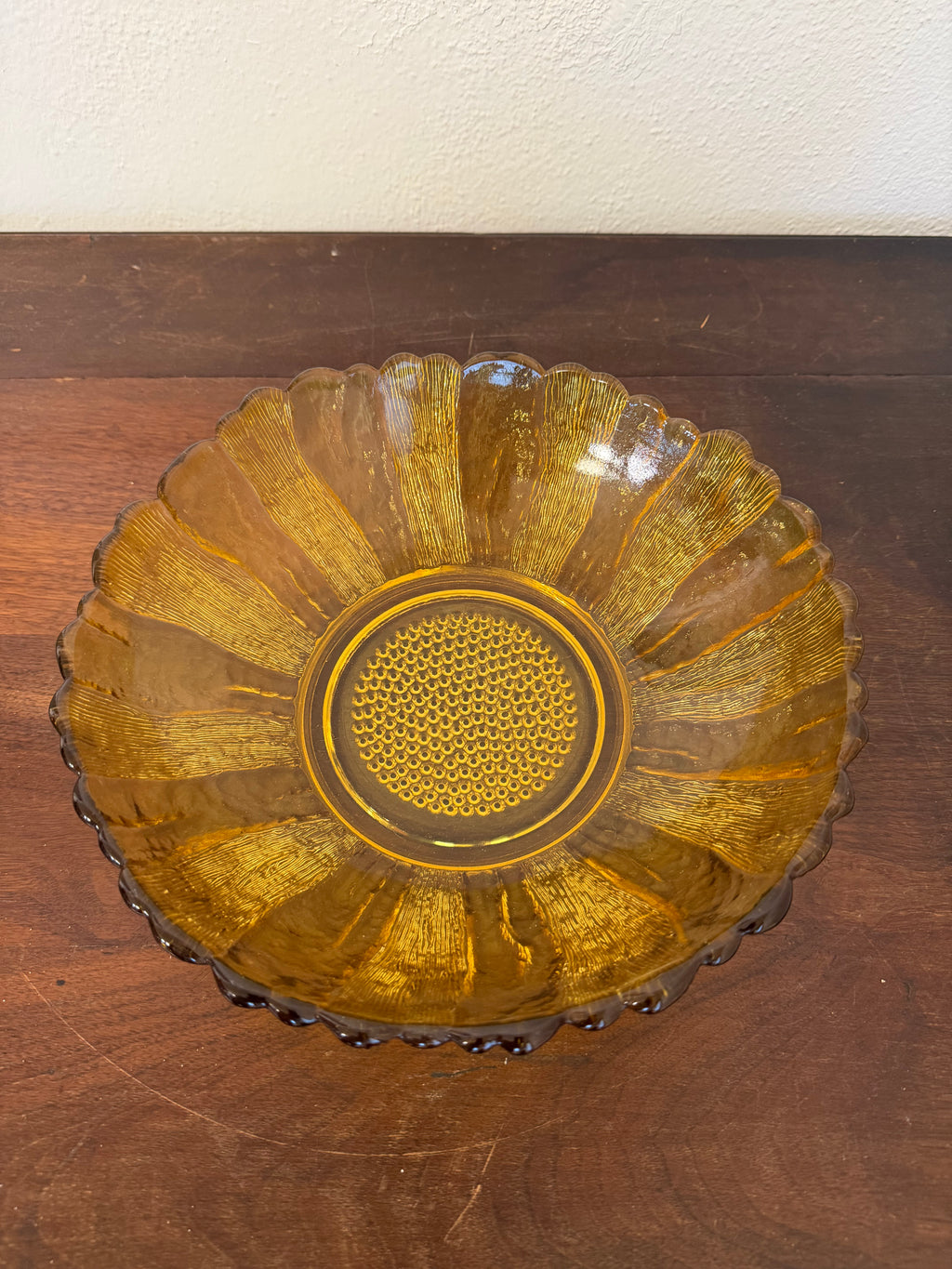 Vintage Honey Amber Serving Bowl