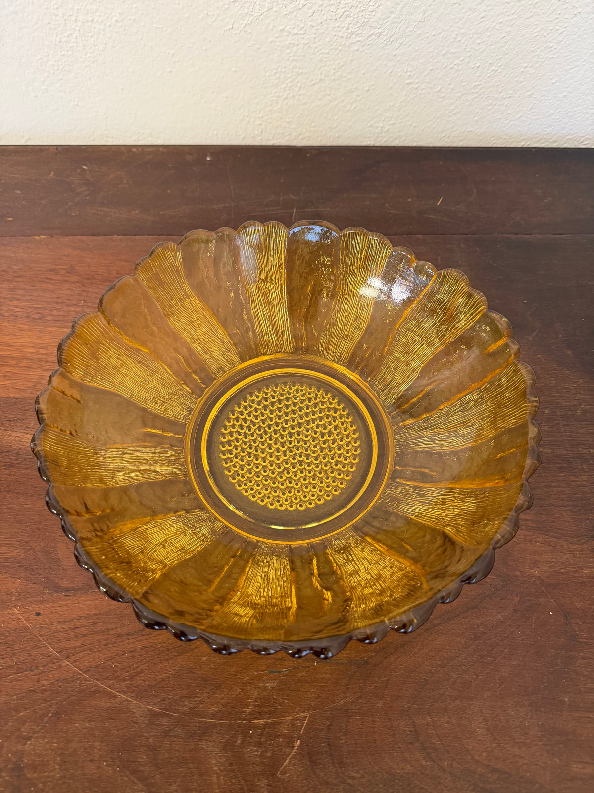Vintage Honey Amber Serving Bowl