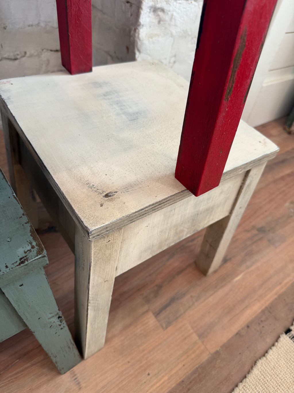 Handmade square wooden stools - sold individually 13.75x12x12”
