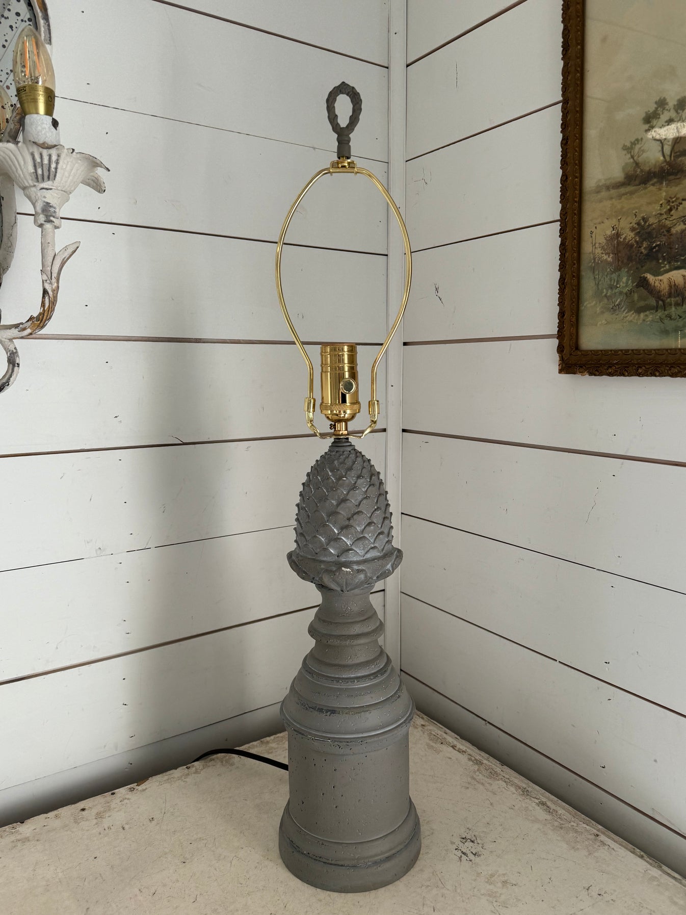 Hand painted finial, French provincial lamp – Jami Ray Vintage