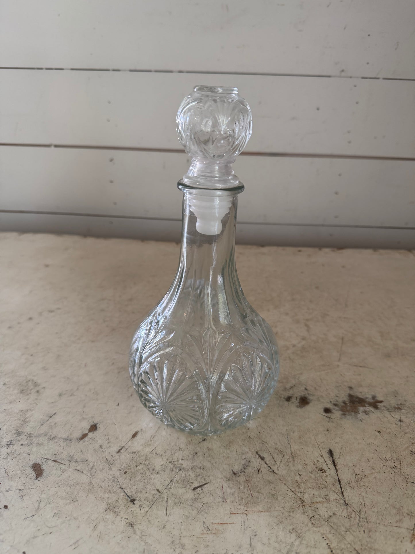 Vintage Anchor Hocking Clear Pressed Glass Decanter