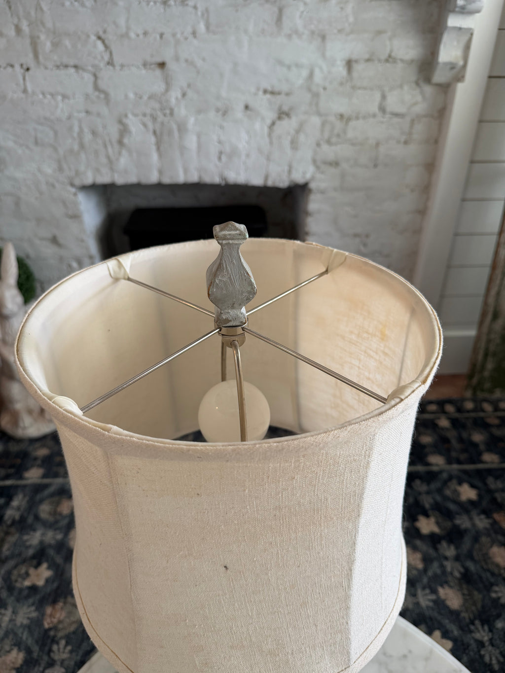 Hand-painted lamp with shade
