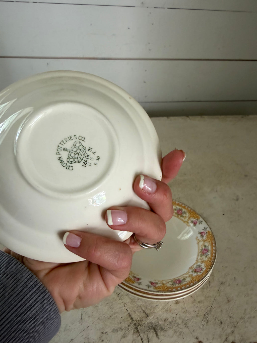 Crown Potteries Fruit/Dessert Bowl 5 1/4" Floral Union Made USA sold individually