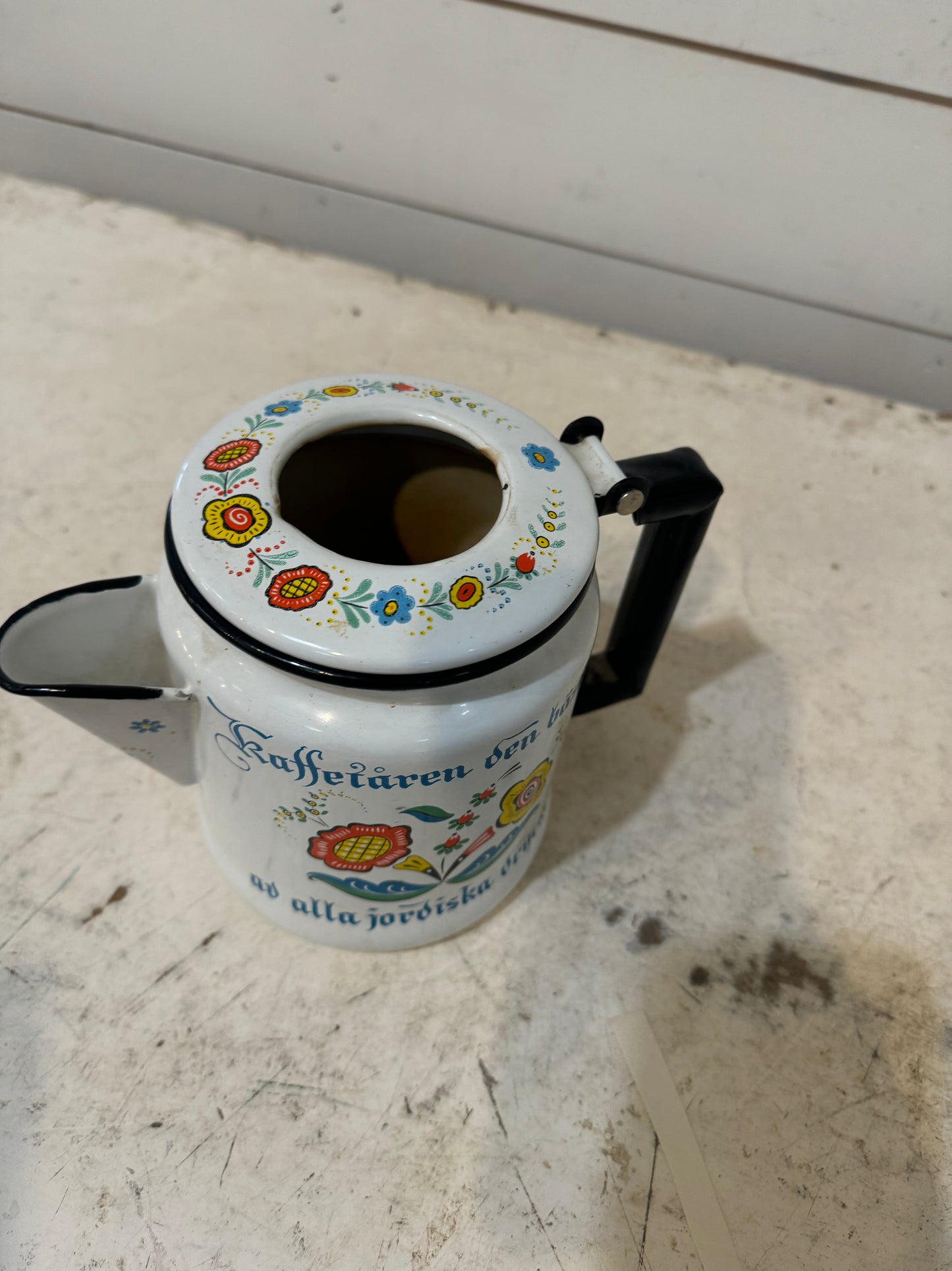 Vintage Swedish Enamel Coffee Pot