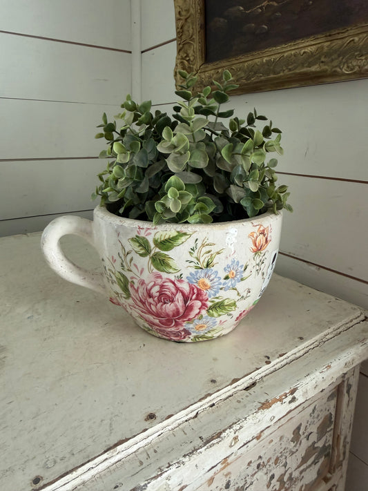 Floral Teacup planter greenery not included