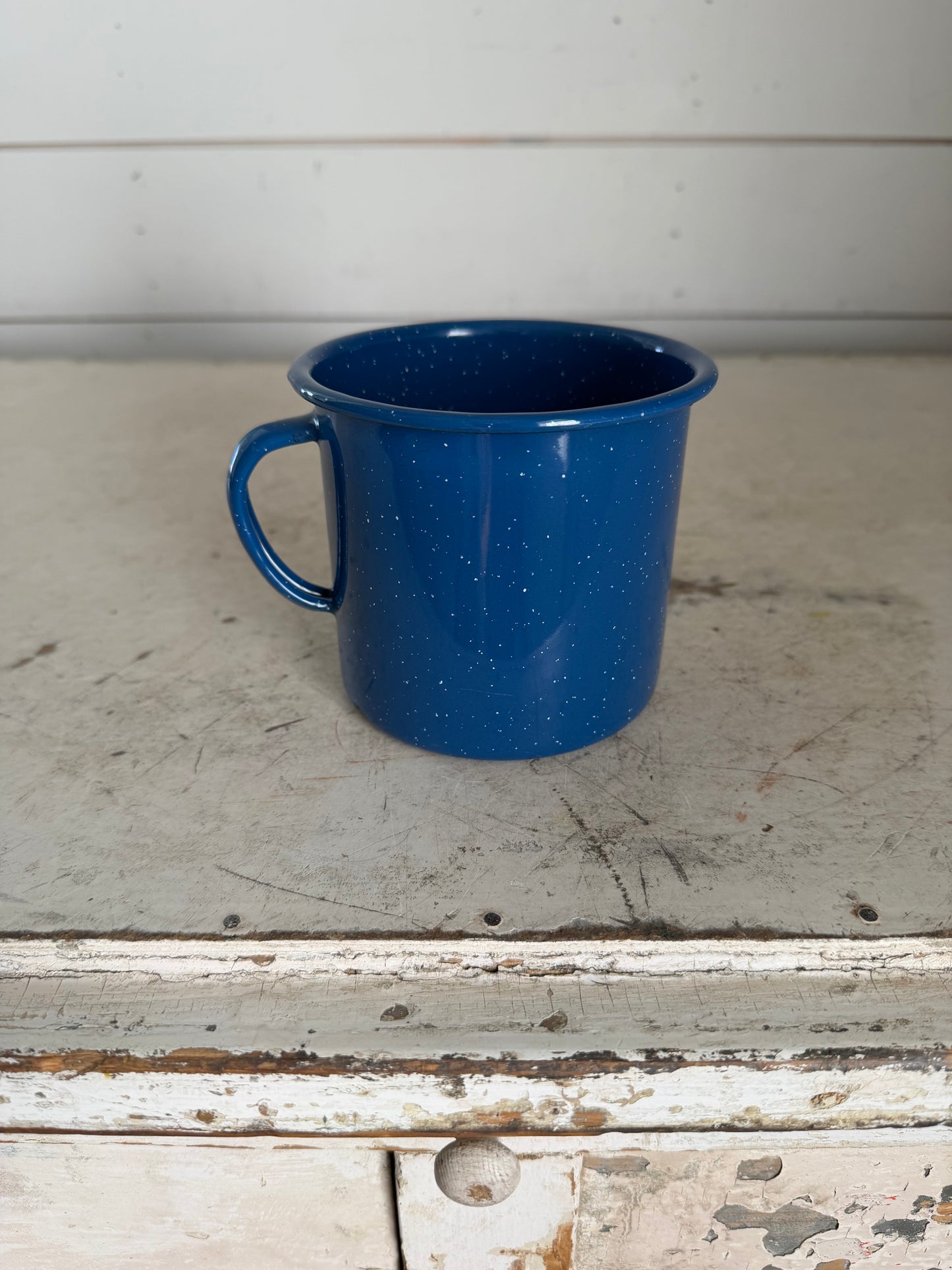 4” Blue Enamel Mug - Has a chip