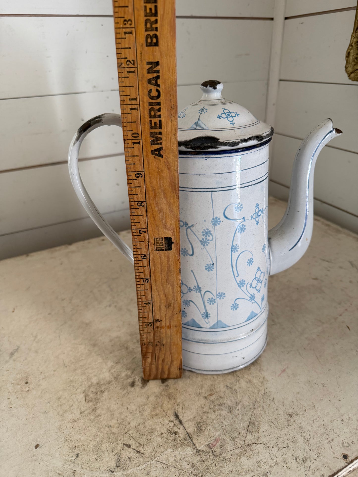 Old Brocante Enamel Coffee Pot Coffee Pot Saks Motif