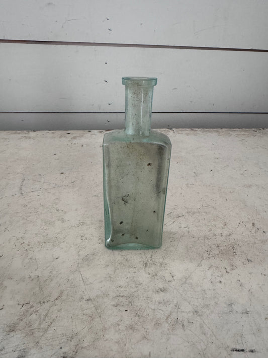 Antique Blue Glass bottle with Rectangular Body