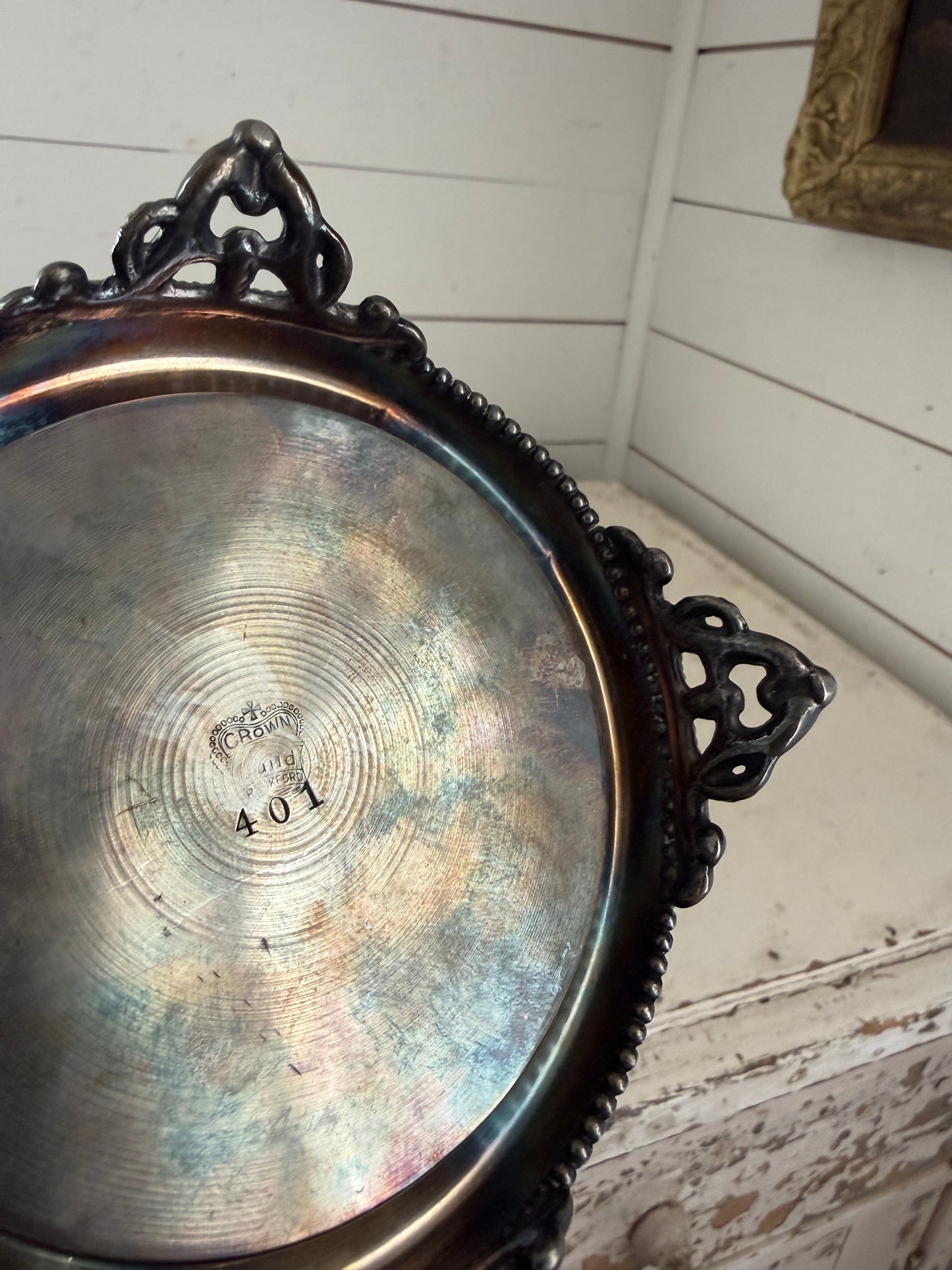 Silver plate bridal basket holder