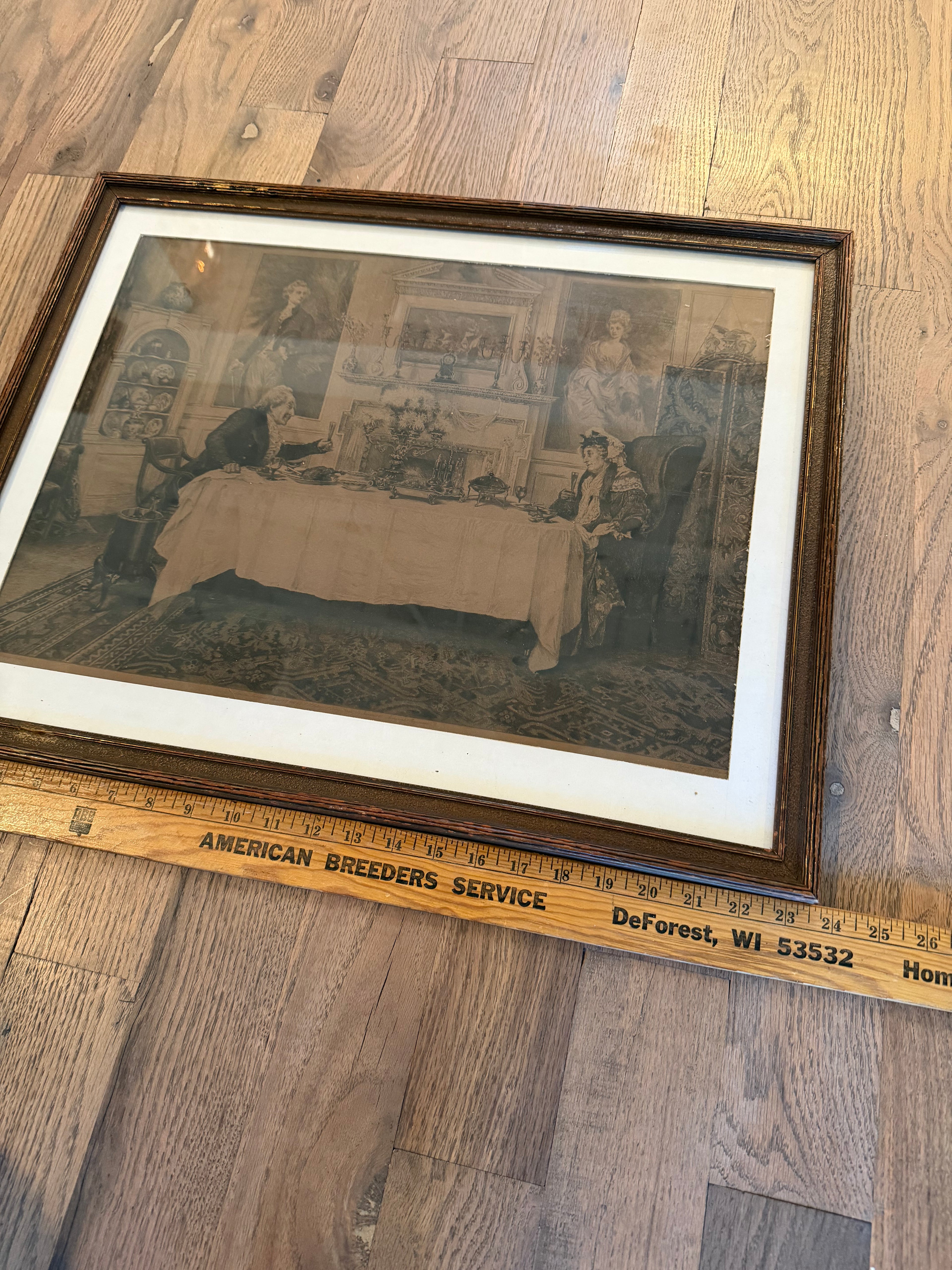 Antique Framed “Darby And Joan” Hand Colored Etching