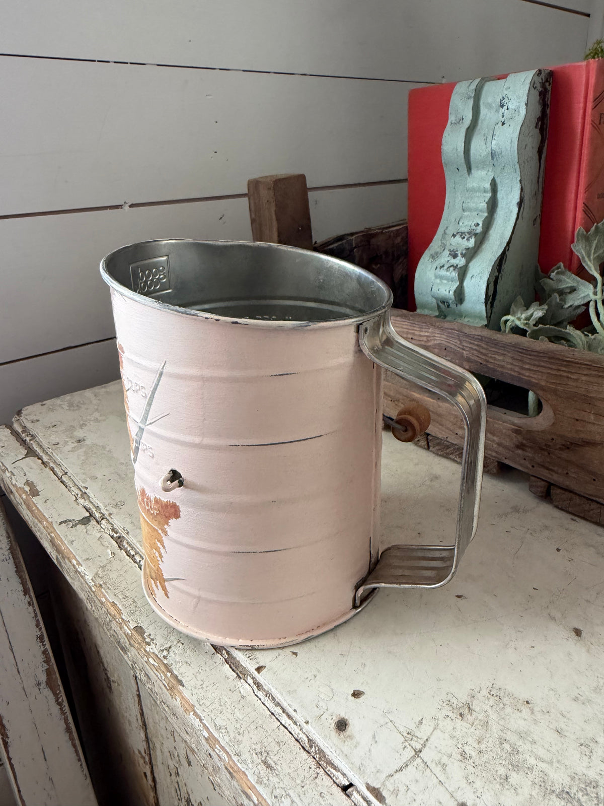 Hand Crank Metal Sifter - hand painted