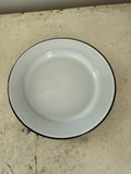 White enamel plate with navy edge sold individually