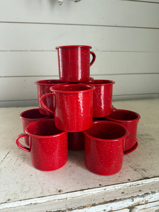 Red Enamel Mug - Sold Individually